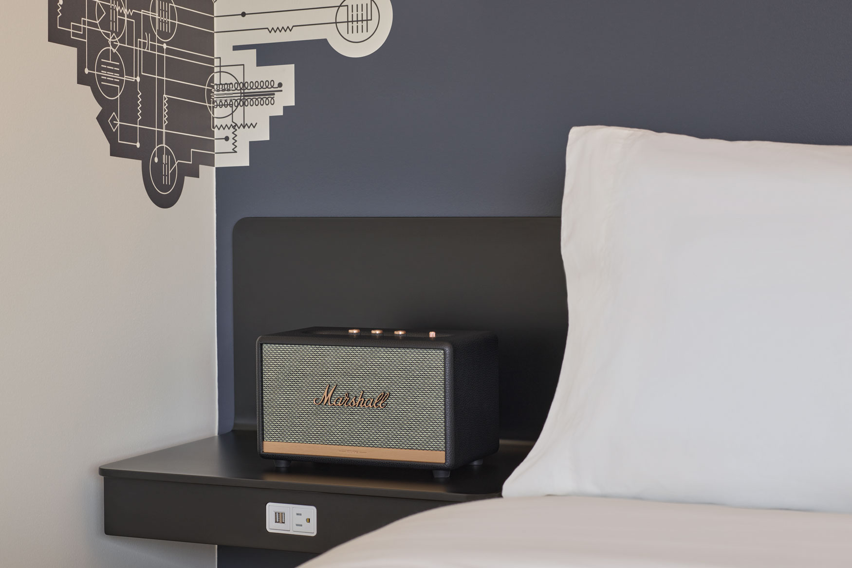 Marshall speaker in the guest room - Aloft Trophy Club